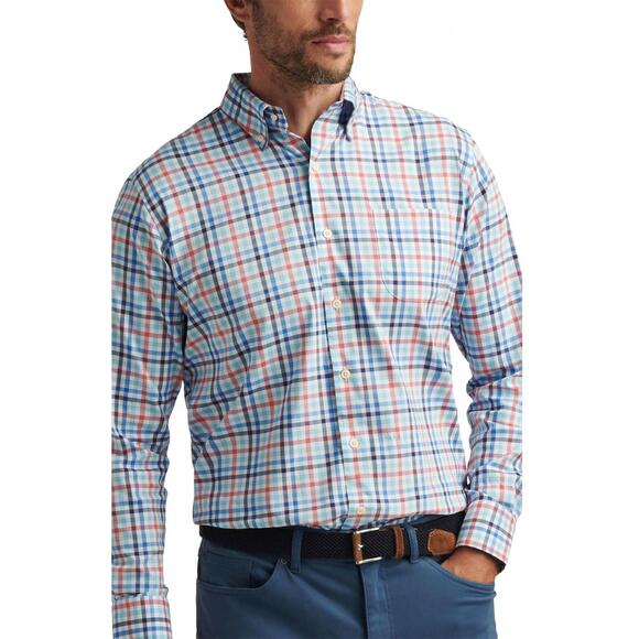 NEW PETER MILLAR chambly crown lite cotton-stretch sport shirt in seaport